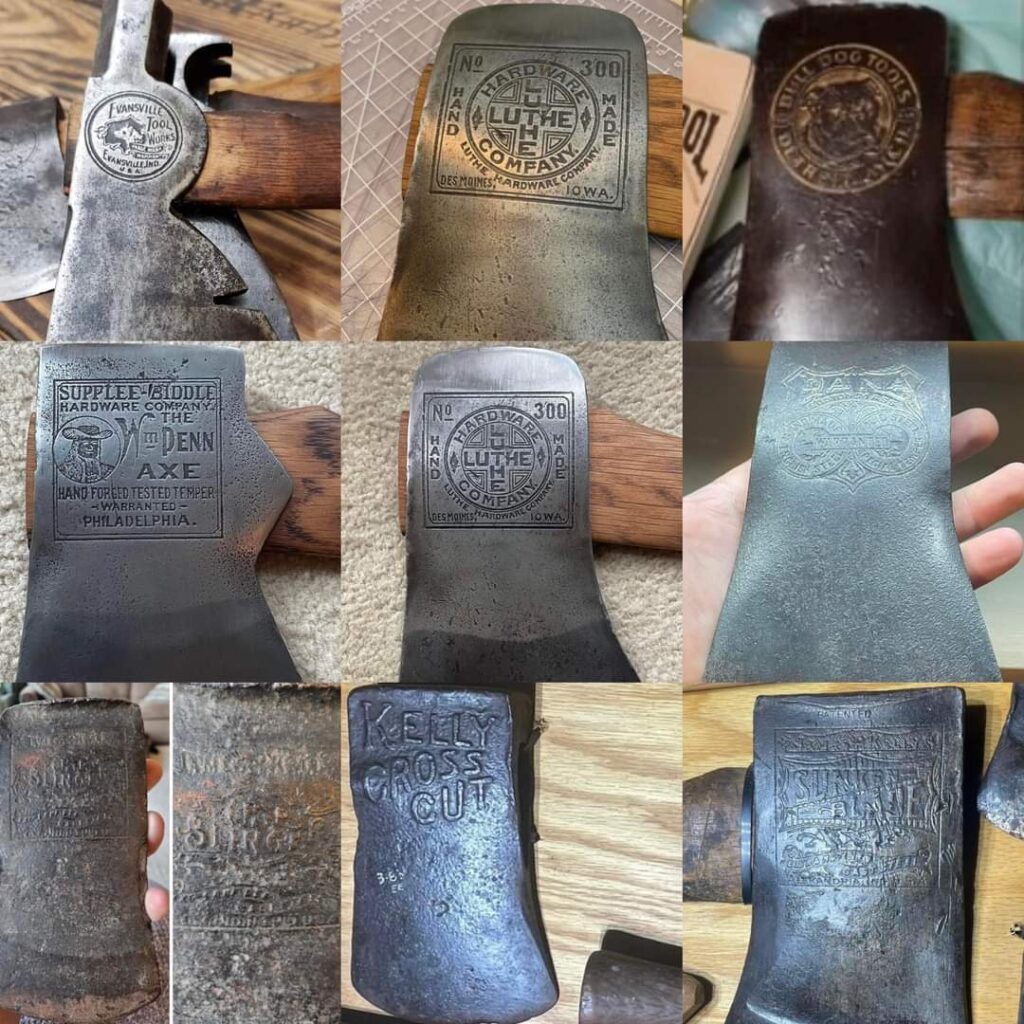 Collection of antique axe heads