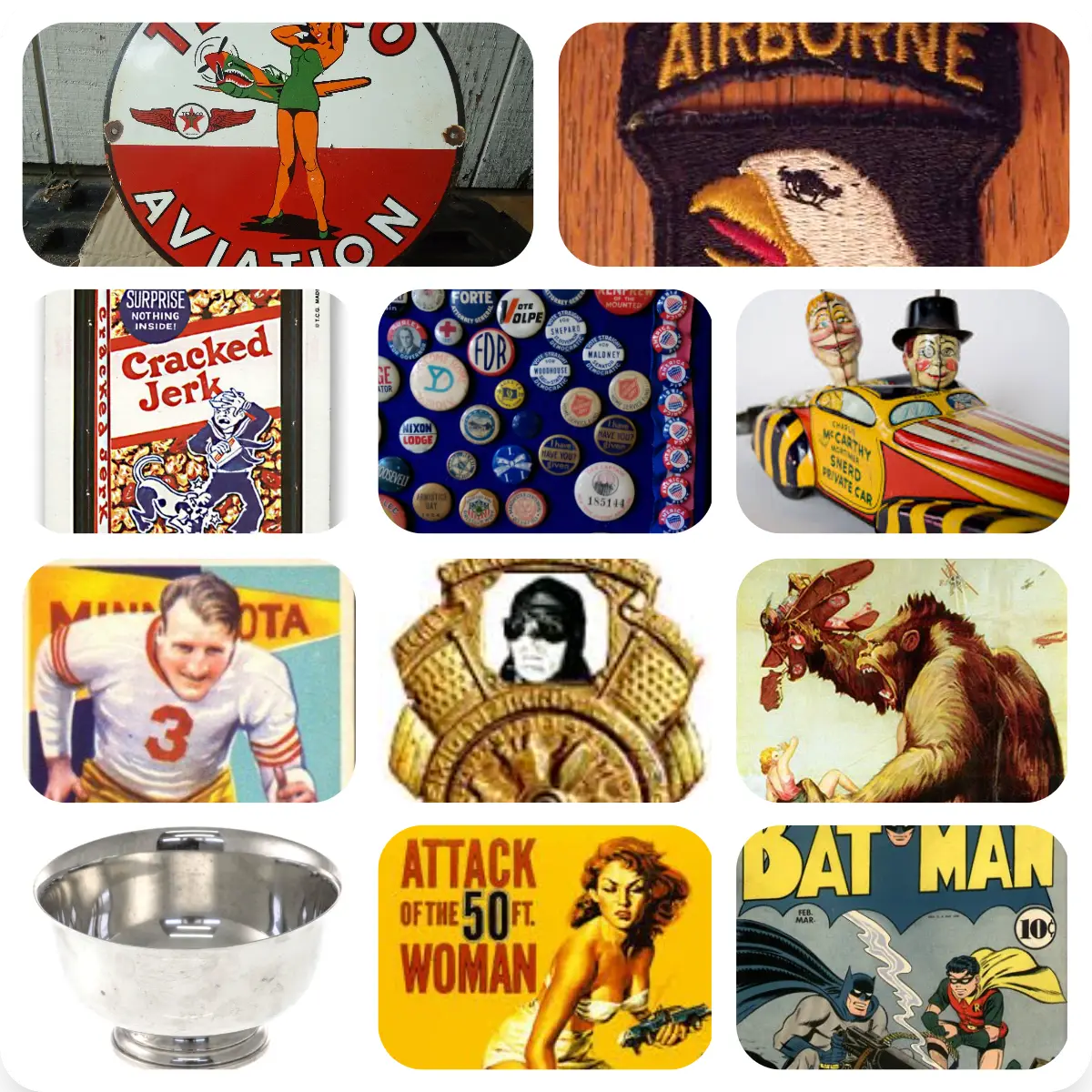 Collage of antiques and collectibles King Philip Coin appraises and buys in Jacksonville