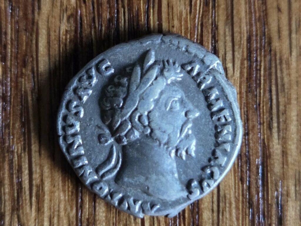 Ancient Roman silver coin, obverse, Jacksonville estate find